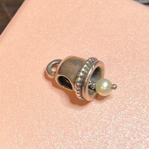 Pandora silver bell charm with pearl